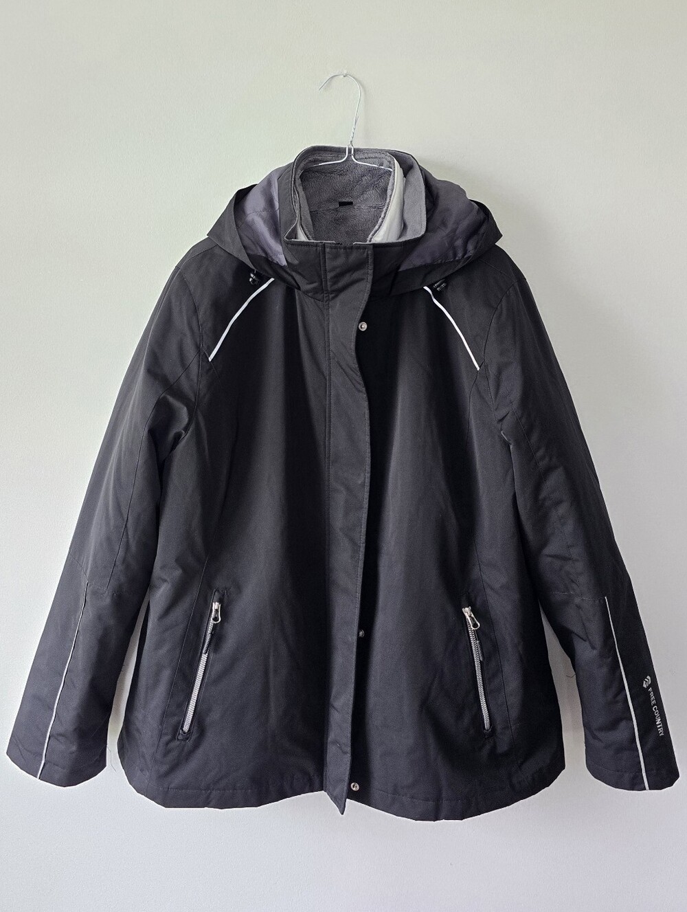 Free Country Black Hooded 3-in-1 Snow Jacket